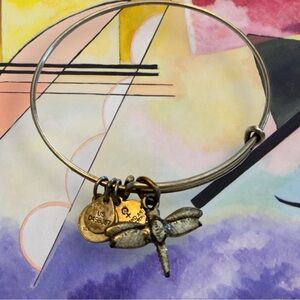 Alex and Ani Rafaellian Silver Dragonfly Adjustable Charm Bangle Bracelet